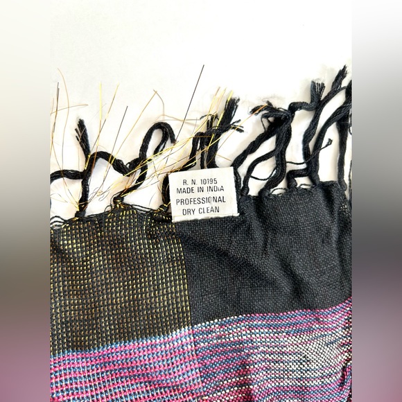 Lauren Liz Black/Metallic Gold Multicolored Aztec Southwestern Scarf - Picture 6 of 9